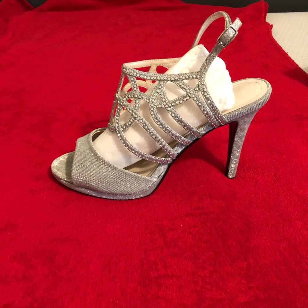 Stunning crystal embellished silver formal heels